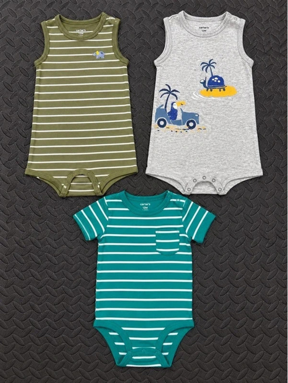 Carter’s 24M Boys 3pc Bundle Striped Romper Bodysuit Summer